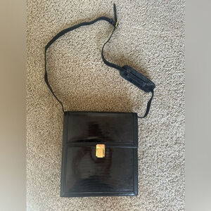 Casa Lopez Black Leather Snakeskin Alligator Vintage Purse